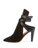 Pointipik 85mm Ankle-Wrap Red Sole Bootie, Black