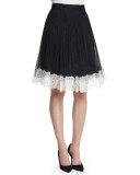 Lace Full Skirt W/Contrast Hem, Black