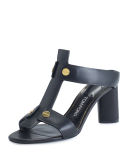Leather T-Strap 65mm Slide Sandal