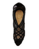 Altarakna Mesh-Caged Red Sole Bootie, Black