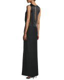 Cody Sleeveless Silk Gown, Black