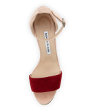 Lauratomod Colorblock Suede Ankle-Wrap Sandal, White/Red