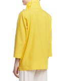 3/4-Sleeve Stretch Denim Jacket, Yellow  