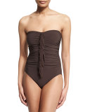 Fringe-Front Bandeau One-Piece Swimsuit