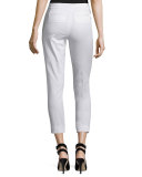 Stretch Twill Cropped Slim-Fit Pants, White