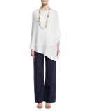 Organic Linen Cotton Slub Ribbed Poncho, Plus Size