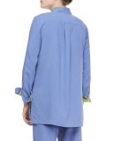 Colorblocked Silk Shirt, Petite