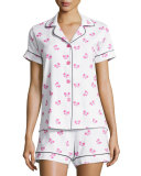 Butterfly-Print Short Pajama Set, Women's