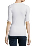 Soft Touch Half-Sleeve Scoop-Neck Top