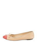 Kiss Me Darcy Leather Flat, Nude/Red
