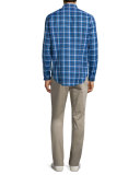 Manhattan Plaid Long-Sleeve Sport Shirt, Vibrant Blue