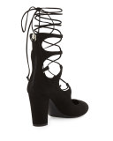 Bebe Suede Lace-Up 85mm Pump, Nero