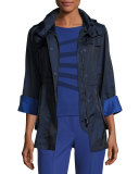 Bicolor Nylon Anorak Jacket, Navy/Blue Violet