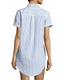 Jesse Seersucker Button-Front Coverup, White Pattern