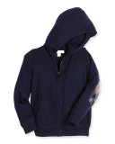 Hary Hooded Check-Patch Sweatshirt, Navy, Size 4-14