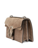 Testa Tigre Small Suede Dionysus Shoulder Bag, Taupe