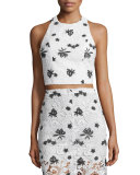 Tru Lace Racerback Crop Top, White/Black