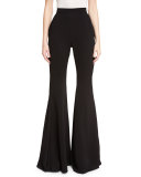 Piped Flare-Leg Trousers, Black