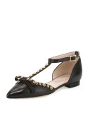 becca jeweled t-strap ballerina flat, black