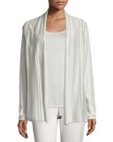 Sheer Striped Silk/Cotton Cardigan, Raffia