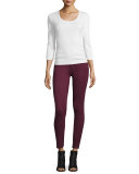 The Icon Faux-Suede Ankle Jeans, Garnet