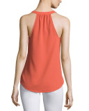 Layla Sleeveless Split-Neck Top, Orange
