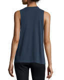 Peace Love & Yoga Muscle Tank Top, Indigo