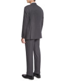 G-Line Windowpane Wool Two-Piece Suit, Gray