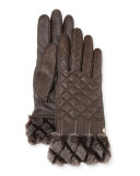 Croft Quilted Leather Smart Gloves, Brown