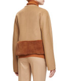 Lucas Fur-Trim Zip-Front Jacket, Teak/Cinder