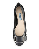 Patent Buckle Ballerina Flat, Black (Nero)