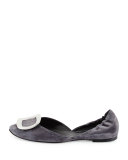 Ballerine Chips Suede d'Orsay Flat, Gray