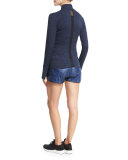 Studio Heathered Jacket W/Mesh Panels, Heather/Navy