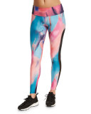 Tuxedo Printed Athletic Leggings, Chemistry/Black Mesh