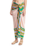Borel Soft Voile Pareo Coverup, Green/Orange/Blue/Pink