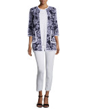 Floral-Print 3/4-Sleeve Jacket 