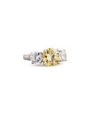 Triple-Stone Cubic Zirconia Ring, Canary/Clear