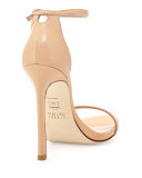 Nudist Leather Ankle-Strap Sandal, Adobe