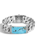 Men's Classic Chain Sterling Silver & Turquoise ID Bracelet, Turquoise