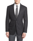 G-Line Large Plaid Wool Sport Coat, Black