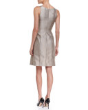 Sleeveless Fit-&-Flare Dress, Tan
