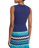 Sleeveless Rivet-Stitch Top, Marine