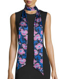 Honesty Silk Satin Skinny Poppy Scarf, Navy