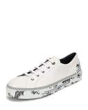 Leather Graffiti-Sole Derby Sneaker, White