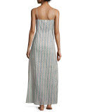 Clio Printed Long Gown, Teal