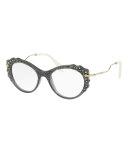 Embellished Butterfly Optical Frames, Gray