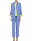 Colorblocked Silk Shirt, Plus Size