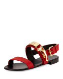 Men's Ski-Buckle Leather Strap Sandal