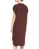 Satin-Trim V-Neck Dress