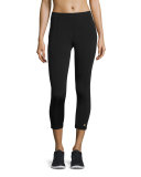 Paneled Mid-Rise Cropped Leggings, Black